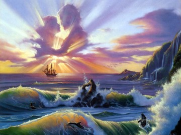 大衆的なファンタジー Painting - 海の恋人たち ファンタジー